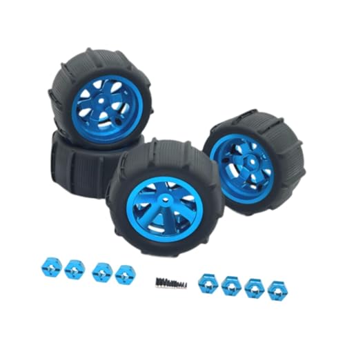 Perfeclan 4 Stück RC-Autoräder und Reifen, Gummireifen, robuste RC-Crawler-Autoreifen für 1/12 1/14 1/16 1/18 RC-Truck-Zubehör, Hobby-Auto, Blau von Perfeclan