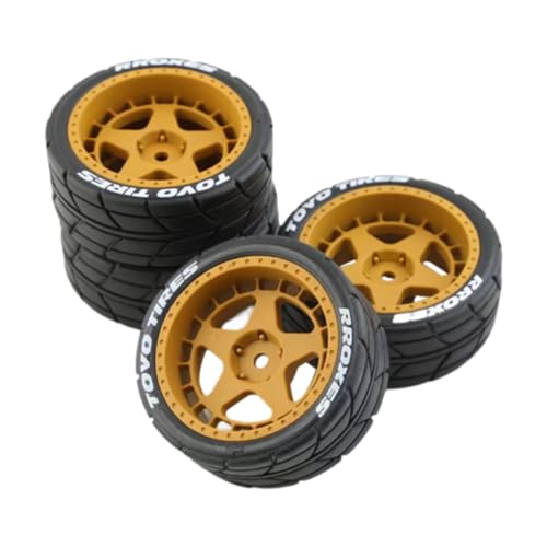 Perfeclan 4 Stück RC Gummireifen Rallyereifen Gute Haftung Radreifen Set Ersatzteile für TT02 XV01 Fahrzeuge im Maßstab 1:10 RC Hobby Auto DIY, Orange von Perfeclan