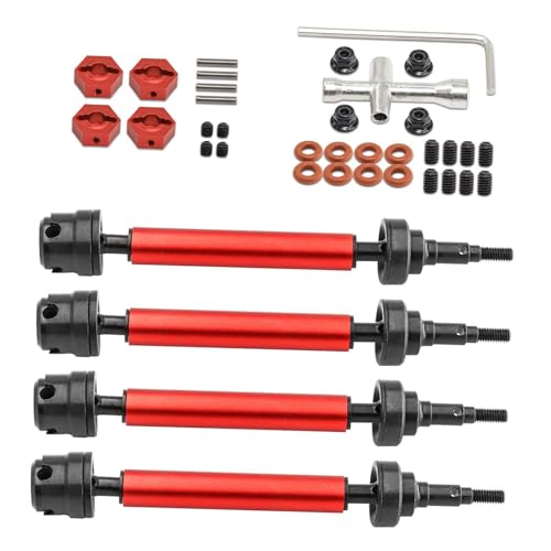 Perfeclan 4 Stück vorne und hinten Antriebswelle CVD RC Auto Upgrades Teile Metall Ersatzzubehör Modifiziertes CVD Slider Set für Maßstab für 1:10, Rot von Perfeclan