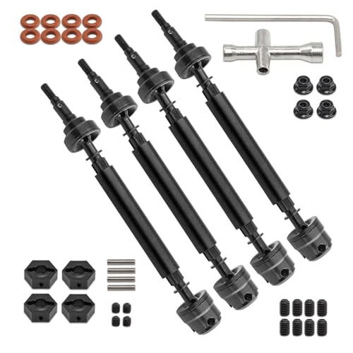 Perfeclan 4 Stück vorne und hinten Antriebswelle CVD RC Auto Upgrades Teile Metall Ersatzzubehör Modifiziertes CVD Slider Set für Maßstab für 1:10, Schwarz von Perfeclan