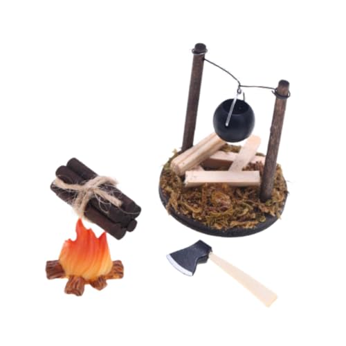 Perfeclan 4-teiliges Puppenhaus-Camping-Set, Puppenhaus-Dekoration, Rollenspiel-Spielzeug, Miniatur-Camping-Set für Puppenhäuser im Maßstab 1:12, handgefertigt von Perfeclan