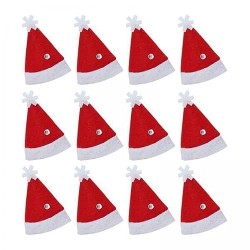Perfeclan 4x 12 Stück Weihnachtsmütze, Weihnachtsmann, Weihnachtsmütze, Mütze, Kopfbedeckung, Requisite, Cosplay, Mini Weihnachtsmützen für Urlaub, Erwachsene, von Perfeclan