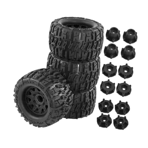 Perfeclan 4X RC-Reifen-Reifen, 125 mm Durchmesser, Verschleißfestigkeit, Radreifen-Set, Ersatzteile fürfür 1:10 RC-Car-Crawler-Zubehör, Schwarz von Perfeclan