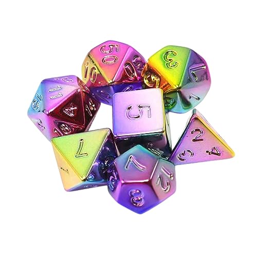 Perfeclan 7-teilige mehrseitige Würfel, Spielwürfel, D4-D20-Rollenspielwürfel, polyedrisches Würfelset, Acrylwürfel, für Rollenspiele, Tischspiele, Bunt von Perfeclan