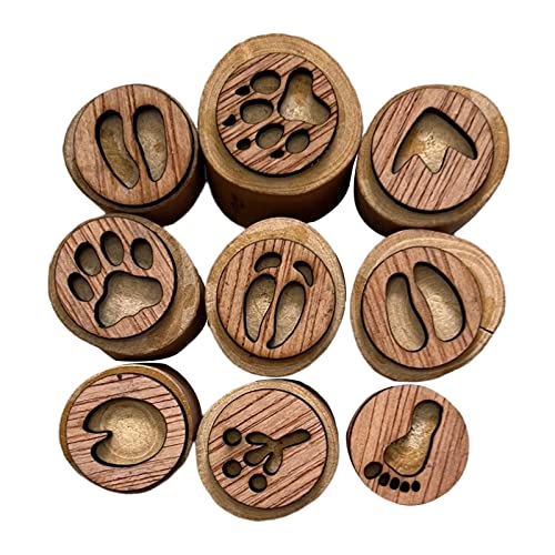 Perfeclan 9-teiliges Holz-Stempel-Set, Tier-Stempel, handgefertigt, Kinder, Mädchen, Malerei, Tiere, Pfotenstempel, Tierspur-Stempel für, Stil CS 2,5–3,5 cm von Perfeclan