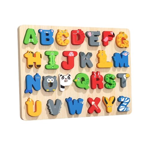 Perfeclan -Alphabet-Puzzle, Alphabet-Lernspielzeug, Formpaarung, ABC-Buchstaben-Tier-Puzzles, Sortierblöcke-Brett für Zug, Auto, Zuhause Perfeclan -Alphabet-Puzzle, Alphabet-Lernspielzeug, Formpaarung, ABC-Buchstaben-Tier-Puzzles, Sortierblöcke-Brett für Zug, Auto, Zuhause von Perfeclan