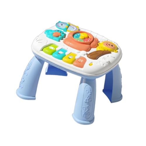 Perfeclan Baby Aktivität Lerntisch Spielzeug Musik Lerntisch Vorschule Interaktives Spielzeug Sinnesspielzeug Klavierspielzeug für Geschenke Mädchen Kinder, Blau von Perfeclan