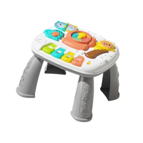 Perfeclan Baby Aktivität Lerntisch Spielzeug Musik Lerntisch Vorschule Interaktives Spielzeug Sinnesspielzeug Klavierspielzeug für Geschenke Mädchen Kinder, Grau von Perfeclan