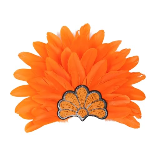 Perfeclan Chief Indian Hut künstliche Federkopfschmuck Accessoire Stirnband für Kostümkleid, Orange von Perfeclan