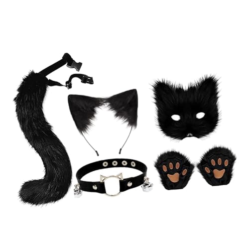 Perfeclan Cosplay Kostüm Set Halskette Tierform Kostüm für Geschenk Party Urlaub Cosplay, Schwarz von Perfeclan