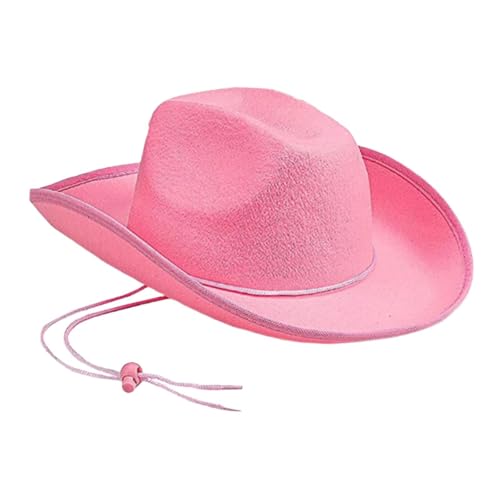 Perfeclan Cowboy Hat Wide Bim Foto Requisiten Neuheit Cosplay Sonnenschutz Nicht gewebt für Winter Camping Reiseurlaub Kostüm Karneval, Hell-pink von Perfeclan