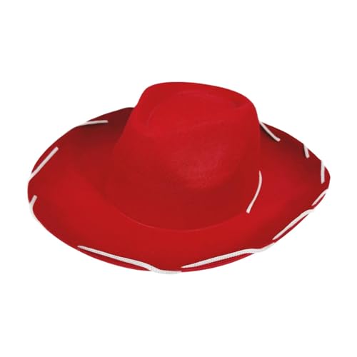 Perfeclan Cowboyhut Kostümhut breites Rand Cosplay -Requisiten Sonnenschutzhut Flat Bim Cowboy Hut für Festival Reiten Reiten, Rot von Perfeclan