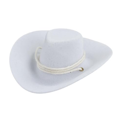 Perfeclan Cowboyhut im Maßstab 1/6, dekorativer Hut, Verkleidungsmodell, Puppenspielzeug, Mini-Cowboyhut mit Flock für 12-Zoll-Sammelfigurenzubehör, Weiß von Perfeclan