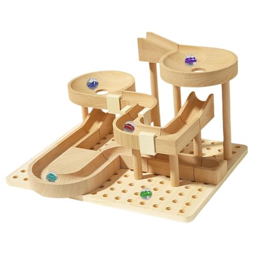 Perfeclan DIY Holzbahn Marmor Spielzeug 3D Holzpuzzle Pädagogisch Kreative Pädagogische Bausteine für Hobby Geburtstagsgeschenk Urlaub von Perfeclan