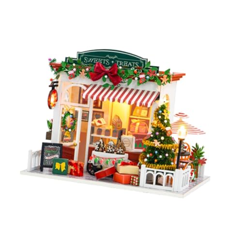 Perfeclan DIY Weihnachtspuppenhaus Miniatur-Gartenhaus-Kit Lernspielzeug Kunstwerk Mini-Hausbausätze für Geschenke Geburtstag Zuhause von Perfeclan