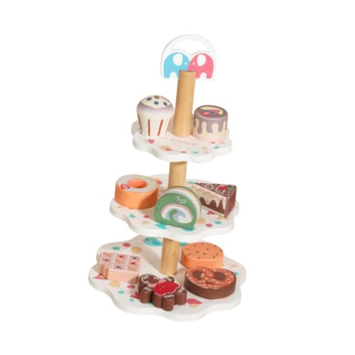 Perfeclan Dessertständer-Spielset, Rollenspiele, Kuchen- und Lebensmittelset, Spielzeug, Küchenzubehör, Holzspielzeug für Kinder, Mädchen und Jungen von Perfeclan