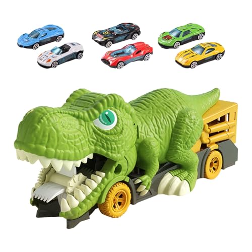 Perfeclan Dinosaurier fressende Autos, Dino-Autos, Fahrzeuge, Lernspielzeug, Aufbewahrung, mit Mini-Autos, Dinosaurierfresser-Truck für Babys, 6 Kleinwagen von Perfeclan