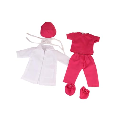 Perfeclan Dolls Scrub Puppenkleidung Anzug 18 Zoll Bequeme Kostüme entzückender Puppen -Outfit 18 Zoll Puppenkleidung für Anhängerpuppe, Rotrosa von Perfeclan