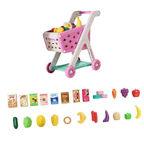 Perfeclan Einkaufswagen-Trolley-Set für Kinder, Rollenspiele, interaktives Mini-Einkaufswagen-Spielzeug, Lernspielzeug von Perfeclan