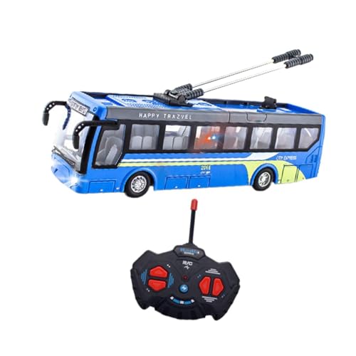 Perfeclan Ferngesteuertes Auto Ferngesteuerter Bus 1/32 27MHz Kinderfahrzeuge Ferngesteuerte Autofahrzeuge Ferngesteuerter Schulbus Spielbus, Blau Kurz von Perfeclan