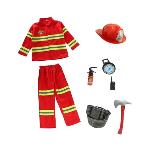 Perfeclan Feuerwehrmann-Kostüm für Kinder mit Gürtel, Uniform, Rollenspiel-Kostüme für Aufführungen, Stil b von Perfeclan