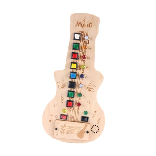 Perfeclan Gitarren-Beschäftigungsbrett, Montessori-Lernspielzeug, Gitarrenformbrett, Geschenk, sensorisches Spielzeug, LED-Schalter, Beschäftigungsbrett für von Perfeclan