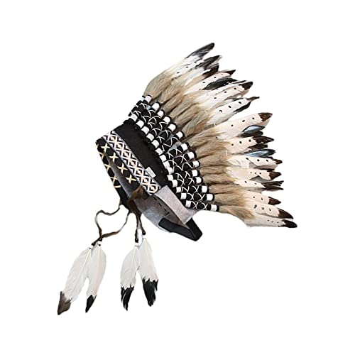 Perfeclan Häuptling Indianer Hut Feder Kopfschmuck Stirnband Indianer Unisex Kostüm Deko Zubehör Kopfbedeckung Indianer Kopfschmuck für Show Cosplay Party Karneval Halloween Fasching Mottoparty von Perfeclan