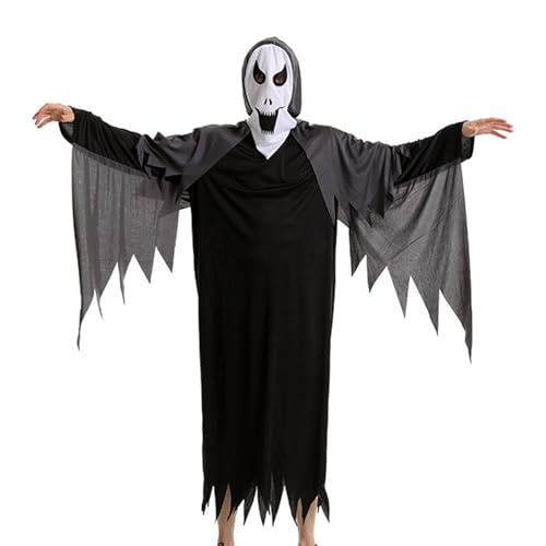 Perfeclan Halloween Grimmiges Geisterkostüm Schreiende Robe Todeskostüm für Geisterfest, L von Perfeclan