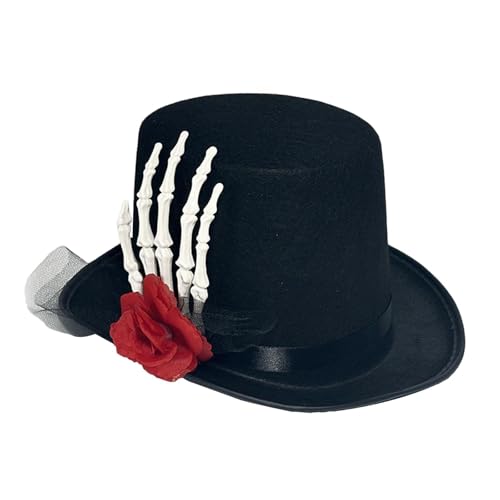 Perfeclan Halloween Zylinderhut Mütze Neuheit Gothic Fedora für Urlaub Cosplay Maskerade Party, Vertikale Hand von Perfeclan