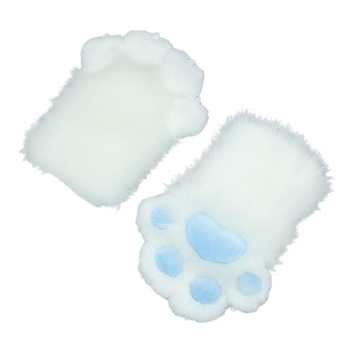 Perfeclan Handschuhe mit Katzenpfoten, kreative süße Fäustlinge für Clubparty-Zubehör, Verkleidung, Halloween, Blaue Pads Weiß von Perfeclan