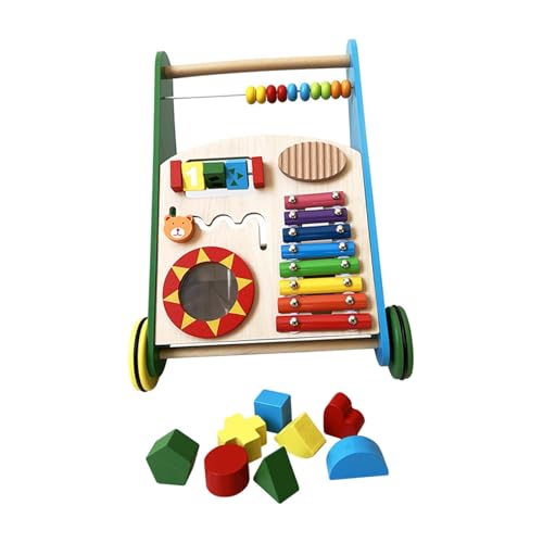 Perfeclan Hölzernes Babys-Laufspielzeug, Schiebespielzeug, intelligentes Puzzle-Spielzeug für Kinder, Zentrum für mehrere Aktivitäten für Kinder, Jungen und von Perfeclan