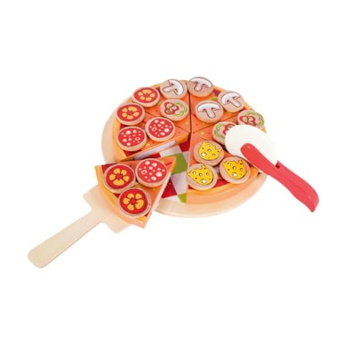 Perfeclan Holz-Pizza-Set, Rollenspiel, Holz-Kochspielzeug, Bildung, Küchenzubehör, Küchenspielzeug für Kinder im Alter von 3–8 Jahren, Jungen und Mädchen, von Perfeclan