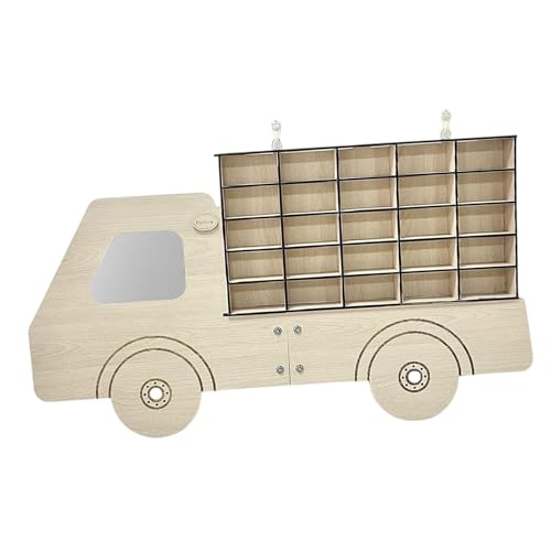 Perfeclan Holz-Spielzeugauto-Präsentationsständer für 25 Druckgussautos, Behälterschutz, Modellauto-Vitrine, Wandmontage für kleine Puppen-LKW von Perfeclan