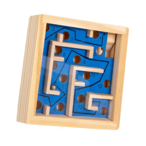 Perfeclan Holzlabyrinth-Brettspiel, Aktivitätsbrett, traditionelles Spiel, Marmorlabyrinth für Jungen und Mädchen, Kinder im Alter von 3, 4, 5 und 6 Jahren, Blau von Perfeclan