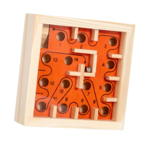 Perfeclan Holzlabyrinth-Brettspiel, Aktivitätsbrett, traditionelles Spiel, Marmorlabyrinth für Jungen und Mädchen, Kinder im Alter von 3, 4, 5 und 6 Jahren, Orange von Perfeclan