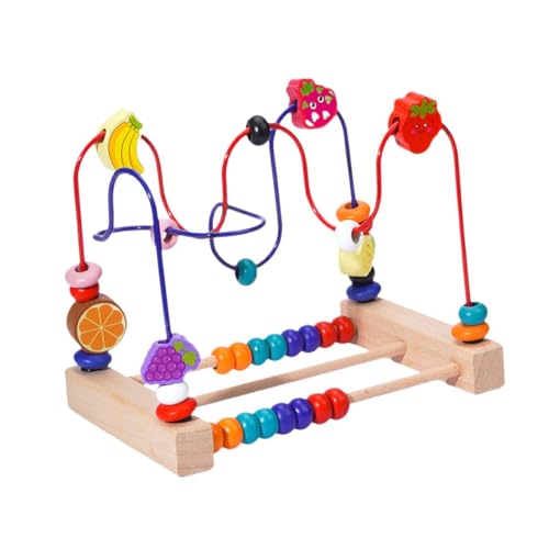 Perfeclan Holzperlen-Labyrinth-Spielzeug, hölzerne Bunte Achterbahn, räumliches Denken, Mathe-Perlen-Rollenspielzeug, Vorschulspielzeug für Babys, Kinder, Frucht von Perfeclan