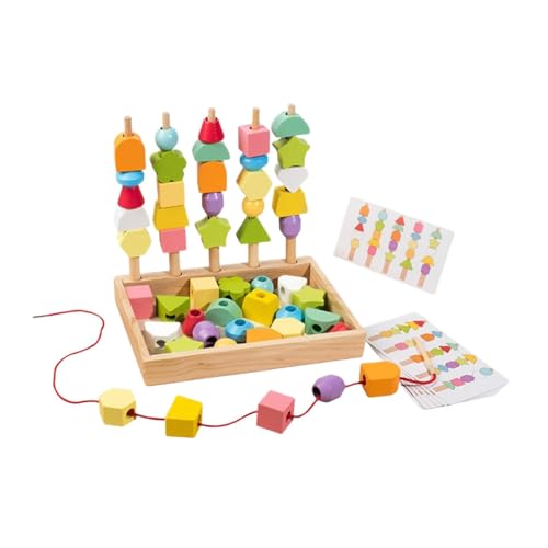 Perfeclan Holzperlen-Sequenzierungsspielzeug, Lernspielzeug, interaktives Spiel, Formstapel-Stapelblock-Spielzeug für 2 3 4 5 Jahre Perfeclan Holzperlen-Sequenzierungsspielzeug, Lernspielzeug, interaktives Spiel, Formstapel-Stapelblock-Spielzeug für 2 3 4 5 Jahre von Perfeclan