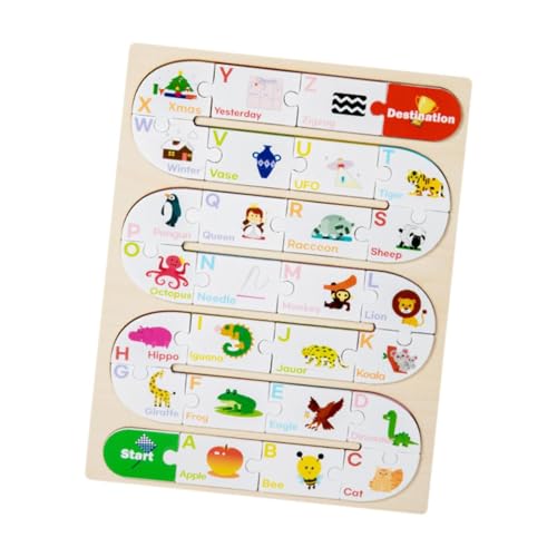 Perfeclan Holzpuzzle, Alphabet-Puzzle, lustige Frühlernaktivität, Denksportaufgaben, Puzzle, Montessori-Lernspielzeug für Kinder, Tier von Perfeclan