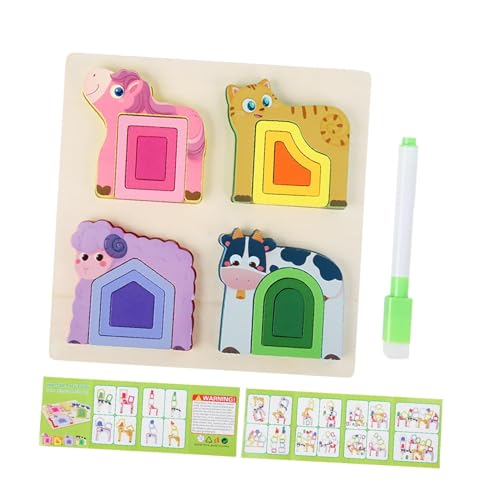 perfeclan Holzpuzzle, Farben und Formen, Erkenntnis, Vorschulisches Lernen, Entwicklungsspiele für Babys und Kinder im Alter von 1 2 3 Jahren, C von Perfeclan