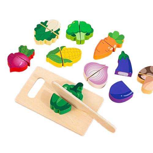 Perfeclan Holzspielzeug zum Schneiden von Lebensmitteln für Kinder, Küche, Rollenspiel, Montessori-Spielzeug, Holzspielzeug für Lebensmittel für Spielautos, Gemüse von Perfeclan