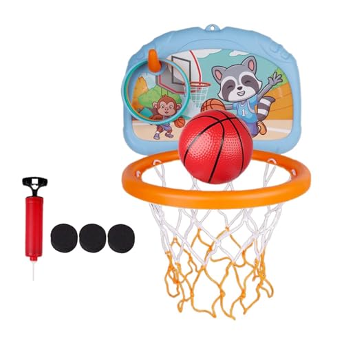 Perfeclan Interaktives Mini-Basketballkorb-Spielzeug für den Innenbereich, Familienspiele, Lernspielzeug, 2-in-1-Design, hängender Basketballrahmen für die, Blau von Perfeclan