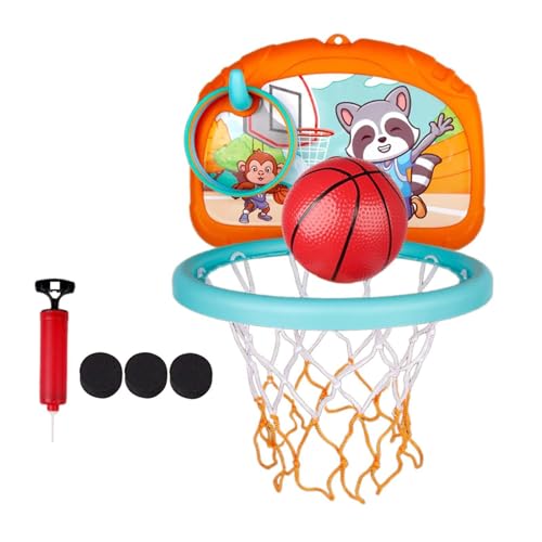 Perfeclan Interaktives Mini-Basketballkorb-Spielzeug für den Innenbereich, Familienspiele, Lernspielzeug, 2-in-1-Design, hängender Basketballrahmen für die, Orange von Perfeclan