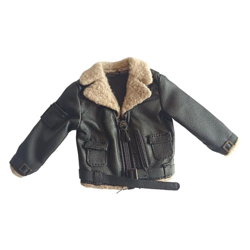 Perfeclan Jacke für männliche Figuren im Maßstab 1:12, Miniaturjacke mit Taschen, modische Kostümpuppendekoration für 6-Zoll-Puppen mit männlichem Körper, Schwarz von Perfeclan