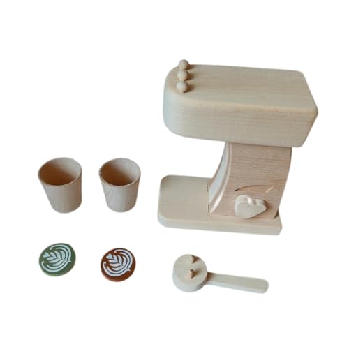 Perfeclan Kaffeemaschine für Kinder, Holzspielzeug für Kinder, realistisches Spielset, Kreativität, Rollenspiel-Küchenzubehör für Mädchen und Jungen von Perfeclan