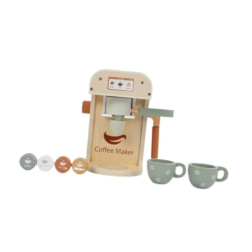 Perfeclan Kaffeemaschinen-Set aus Holz, Espressomaschinen-Spielset, realistisches Spielset, Rollenspiel-Küchenzubehör für Kinder von Perfeclan