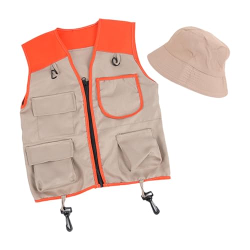 Perfeclan Kids Explorer Weste und Hat Set Outdoor Aktivität Kleidung Pädagogische Spielzeug Requisiten Hinterhof Abenteuer Geburtstagsgeschenk für kleine Kinder von Perfeclan