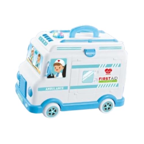 Perfeclan Kinder-Krankenwagen-Arzt-Kits, pädagogisches Arzt-Set, tragbar, Motorik-Fähigkeiten, Rollenspiele für Kinder im Alter von 3 4 5 Jahren, Geschenk, Blau von Perfeclan