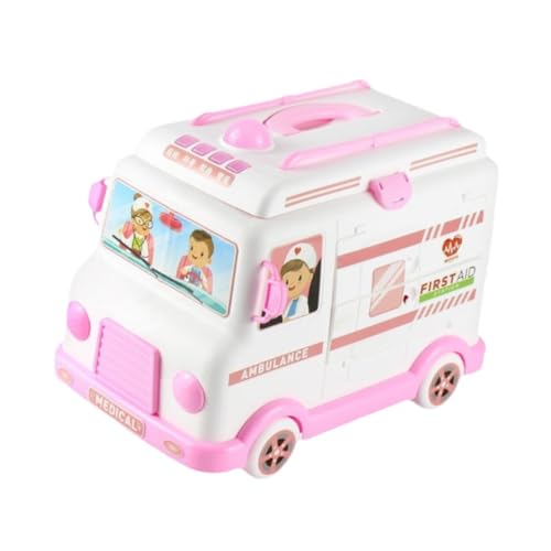 Perfeclan Kinder-Krankenwagen-Arzt-Kits, pädagogisches Arzt-Set, tragbar, Motorik-Fähigkeiten, Rollenspiele für Kinder im Alter von 3 4 5 Jahren, Geschenk, Rosa von Perfeclan