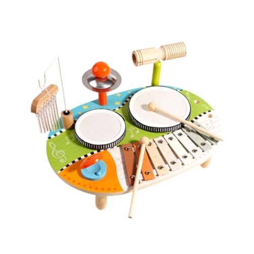 Perfeclan Kinder-Schlagzeug-Set für Kleinkinder von 1–3 Jahren, Xylophon aus Holz, Musikspielzeug, Xylophon-Schlagzeug-Set, Baby-Musikspielzeug, von Perfeclan