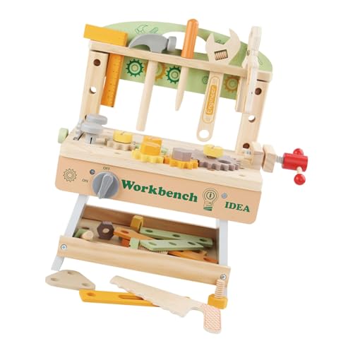 Perfeclan Kinder Werkzeug Bank Baubank Spielzeug Vorgeben Spielen DIY Montessori Spielzeug Kinder Reparatur Spiel Werkzeug Set für 3 4 5 Jahre alte Geschenke von Perfeclan